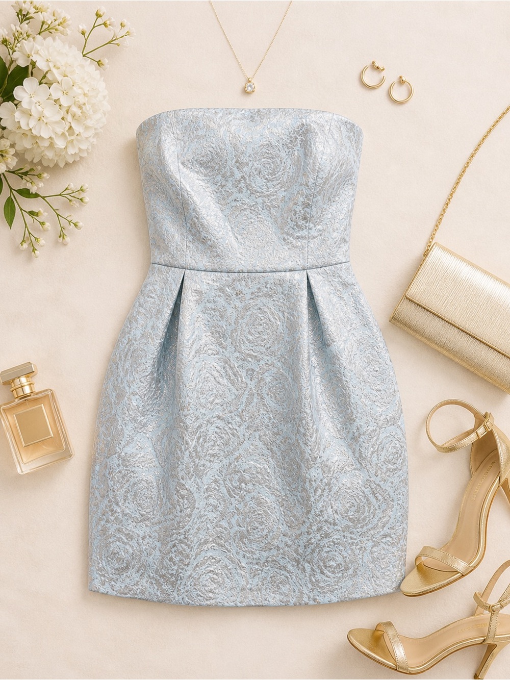 Forever 21 Silver Strapless Dress med semi formal sweet 16 cocktail party prom